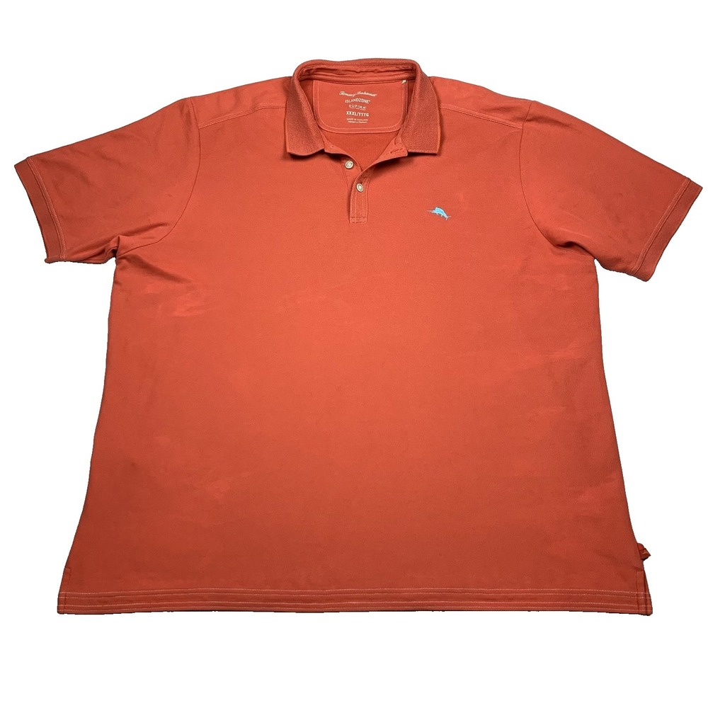 Tommy Bahama Shirt Mens 3XL‎ Orange IslandZone Supima Cotton Polo XXXL Faded